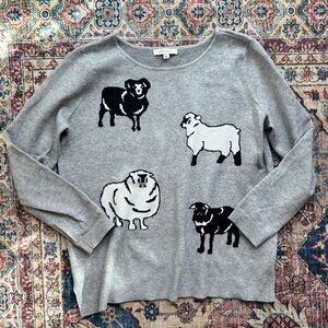 Astrologist Gray Sheep Pattern Sweater, EUC size large